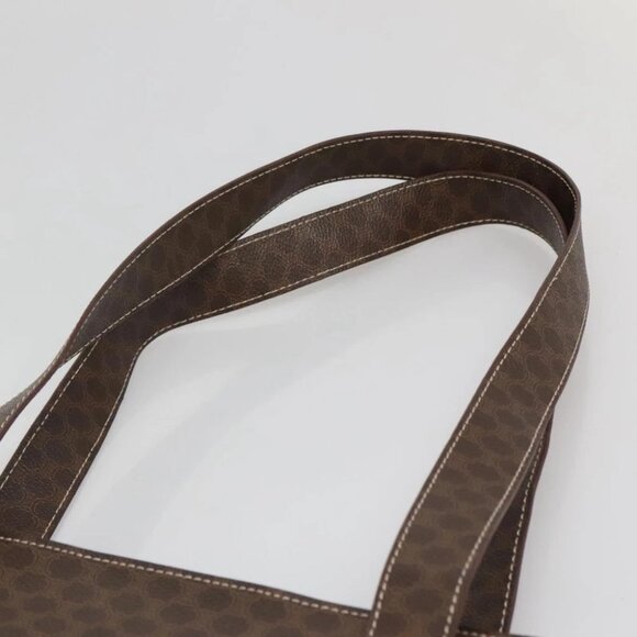CELINE Macadam Canvas Tote Bag PVC Leather Brown Gold Auth - Picture 14 of 16